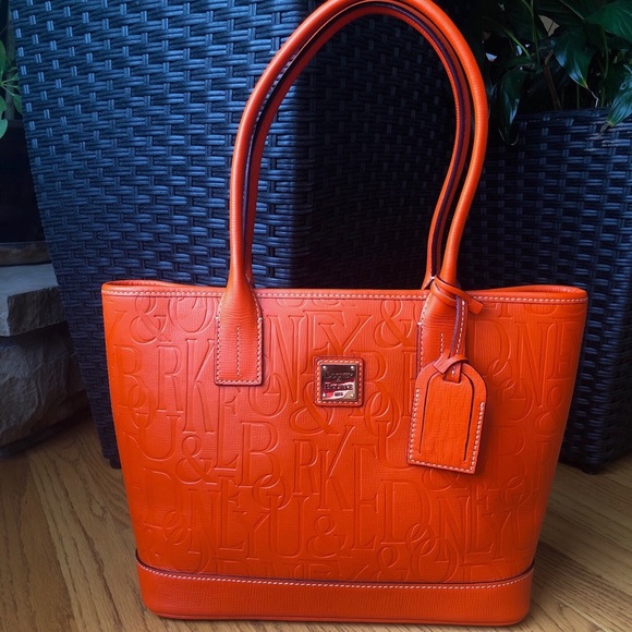 Orange Retro Dooney & Bourke Embossed Leather Bag - Picture 1 of 9